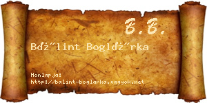 Bálint Boglárka névjegykártya
